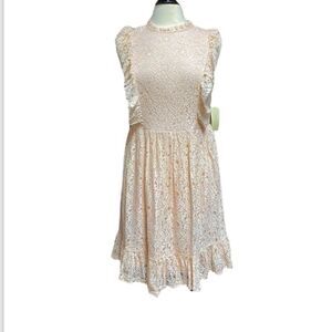 Doe & Rae Peach Lace Sleeveless Dress NWT